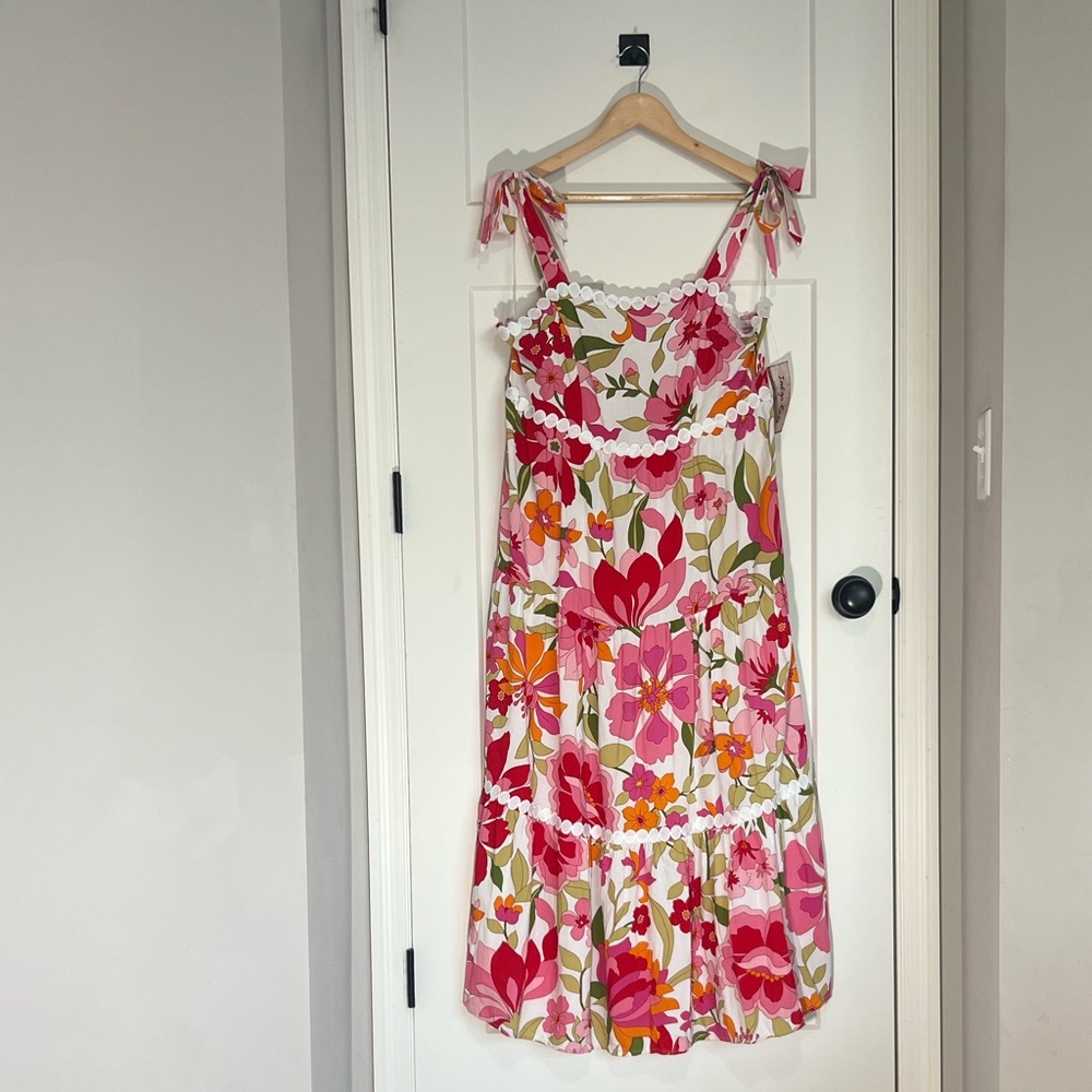 Floral Sleeveless Dress - Pink and Green